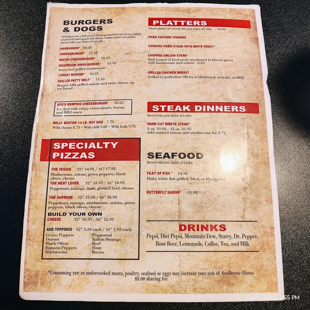 Red's Ale House On Peavine Menu image 1